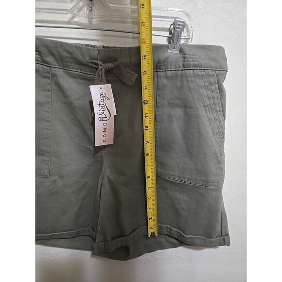 Como Vintage Women’s M Double Pocket Tie Front Cotton Shorts Cuffed Green - Picture 11 of 13